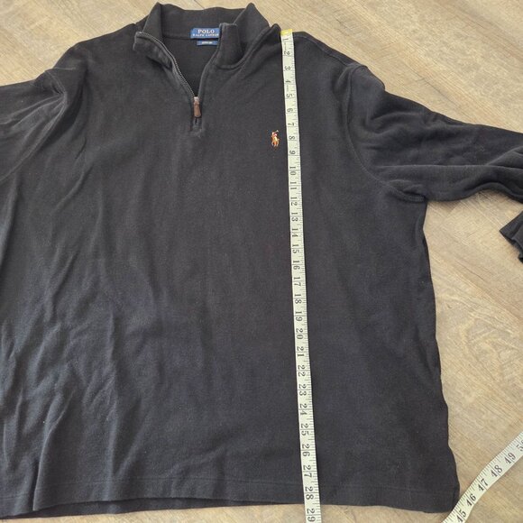 Polo Ralph Lauren Mens US XXL Cotton Black Estate Rib 1/4 Zip Pullover Sweater - Picture 8 of 8